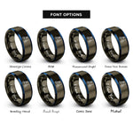 font options for inside engraving on gunmetal & blue robot rover rings