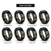 font options for inside engraving on gunmetal & blue robot rover rings