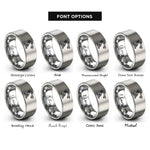 font options for inside engraving on silver robotic arm rings