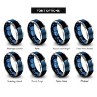 font options for inside engraving on blue & gray rock climber rings