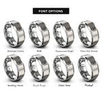 font options for inside engraving on silver rock climber rings
