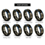 font options for inside engraving on gunmetal & blue rock climber rings