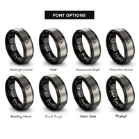 font options for inside engraving on black & grey rock garden rings