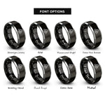 font options for inside engraving on black & gray rock garden rings
