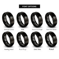font options for inside engraving on black rock garden rings