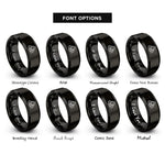 font options for inside engraving on black rock garden rings