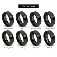 font options for inside engraving on black rock garden rings