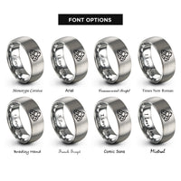 font options for inside engraving on silver rock garden rings