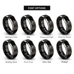 font options for inside engraving on black & silver rock grapple rings