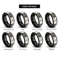 font options for inside engraving on black & grey rock grapple rings