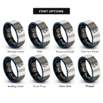 font options for inside engraving on black & blue & gray rocket rings