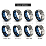 font options for inside engraving on black & blue & silver rocket rings