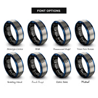 font options for inside engraving on black & blue & gray rocket rings