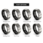font options for inside engraving on black & grey rocket rings