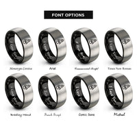 font options for inside engraving on black & grey rocket rings