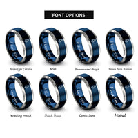 font options for inside engraving on blue & silver rocket rings