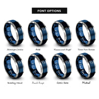 font options for inside engraving on blue & silver rocket rings