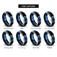 font options for inside engraving on blue & silver rocket rings