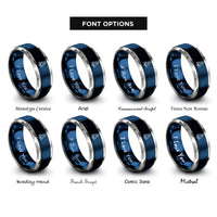 font options for inside engraving on blue & grey rocket rings
