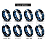 font options for inside engraving on blue & grey rocket plume rings