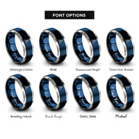 font options for inside engraving on blue & grey rocket plume rings