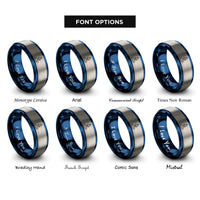 font options for inside engraving on blue & gray rocket plume rings