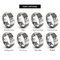 font options for inside engraving on silver rocking chair rings