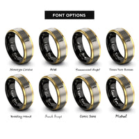 font options for inside engraving on black & gold & silver rod of asclepius rings