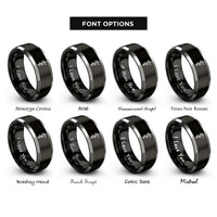 font options for inside engraving on black & grey rod of asclepius rings