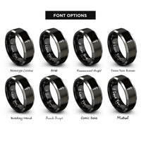 font options for inside engraving on black & grey rod of asclepius rings