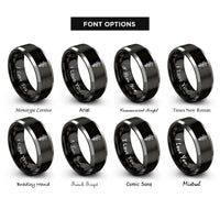 font options for inside engraving on black & grey rod of asclepius rings