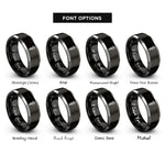 font options for inside engraving on black & silver rod of asclepius rings