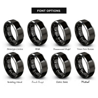 font options for inside engraving on black & silver rod of asclepius rings