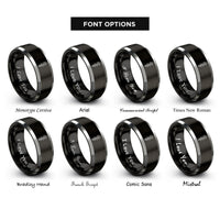 font options for inside engraving on black & gray rod of asclepius rings