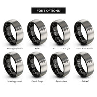 font options for inside engraving on black & gray rod of asclepius rings