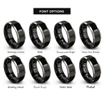 font options for inside engraving on black & silver rod of asclepius rings