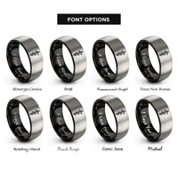 font options for inside engraving on black & silver rod of asclepius rings