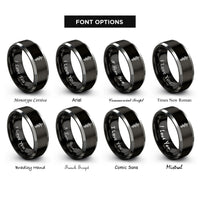 font options for inside engraving on black & silver rod of asclepius rings