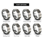 font options for inside engraving on gray rod of asclepius rings