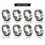 font options for inside engraving on gray rod of asclepius rings