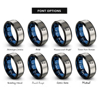 font options for inside engraving on black & blue & grey rogue hooded rings