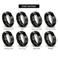 font options for inside engraving on black & gray rollator walker rings