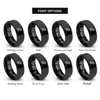 font options for inside engraving on black roller chain link rings