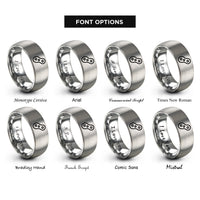 font options for inside engraving on silver roller chain link rings