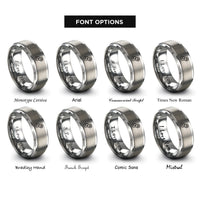 font options for inside engraving on silver roller chain link rings