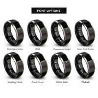 font options for inside engraving on black & gray roller derby rings