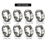 font options for inside engraving on gray roller skates rings