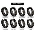 font options for inside engraving on black & gray roller stand rings