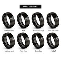 font options for inside engraving on black roller stand rings