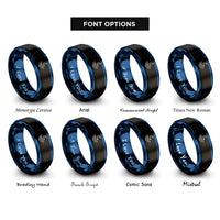 font options for inside engraving on black & blue rolling hills rings